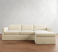 Carmel Slim Arm Slipcovered Modular Chaise Sectional (107"&ndash;139")