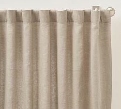 Open Box: Custom Belgian Flax Linen Curtain, 156"W x 118"L - Flax
