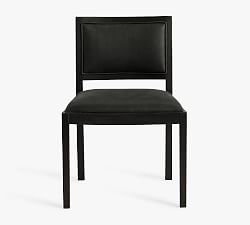 Open Box: Aldric Leather Dining Chair, Black Stain Legs - Black Leather