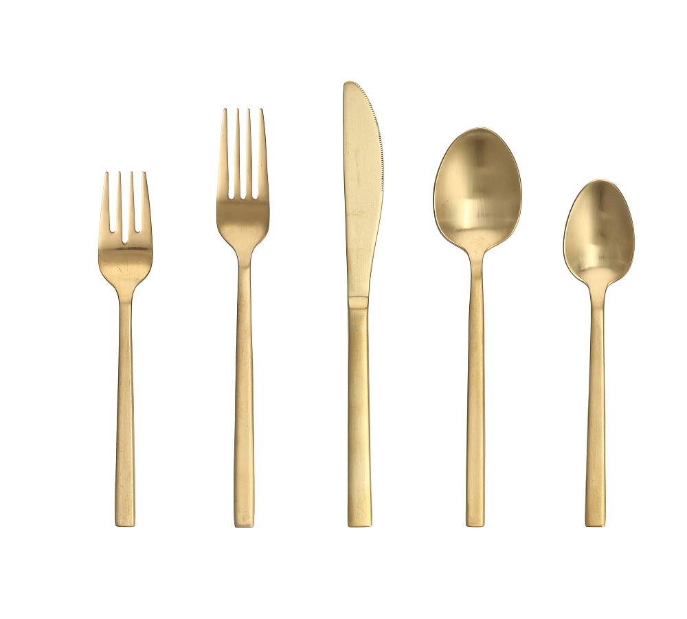 Fortessa Arezzo Flatware Sets - Set of 20 - Brushed Gold