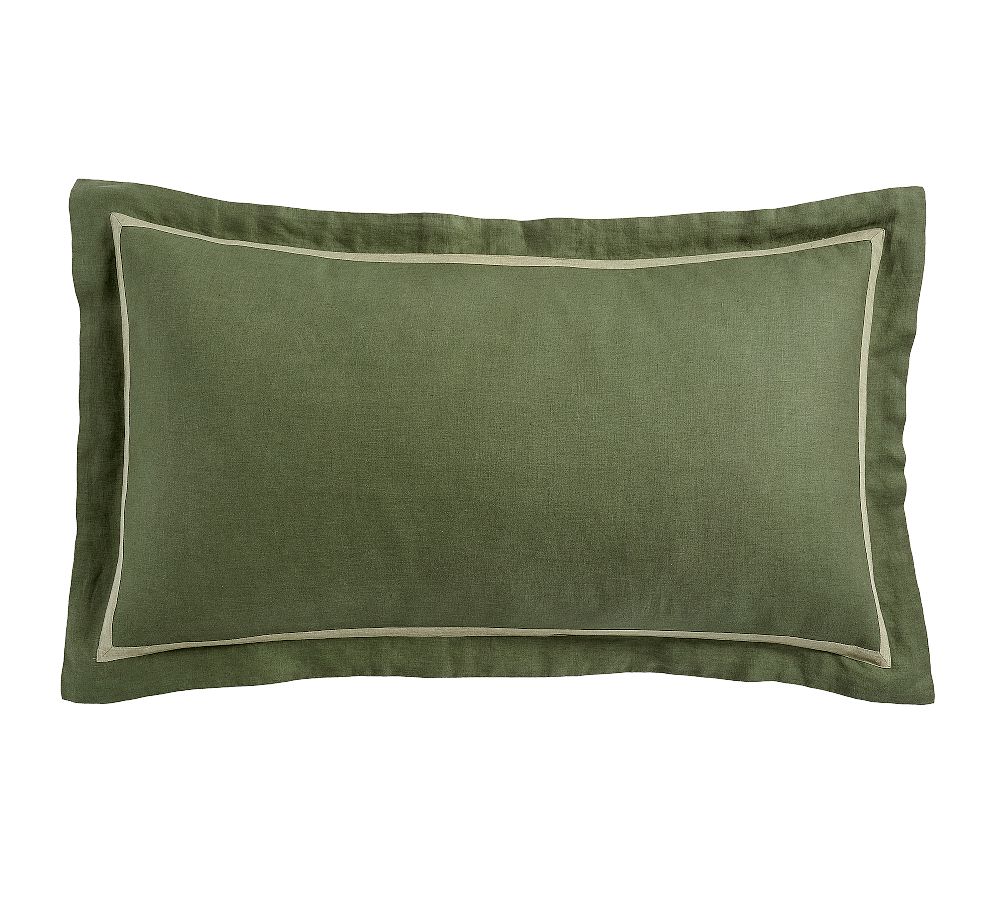 Belgian Flax Linen Frame Sham - Cypress/Loden, King, Set of 2