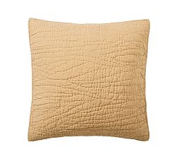 Open Box: Belgian Flax Linen Handcrafted Quilted Sham, Euro, Set of 2 - Harvest Gold