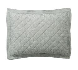 Open Box: Belgian Flax Linen Diamond Quilted Sham, Standard, Set of 3 - Mineral Blue