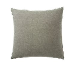 Open Box: Belgian Flax Linen Contrast Shams, Euro, Set of 2 -  Loden/Flax