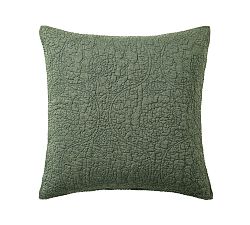 Open Box: Belgian Flax Linen Floral Stitch Quilted Sham, Euro, Set of 3 - Cypress