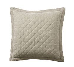 Open Box: Belgian Flax Linen Diamond Quilted Sham, Euro, Set of 3 - Bamboo