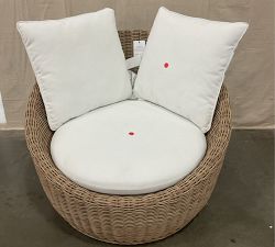 Open Box: Huntington Wicker Swivel Papasan Outdoor Lounge Chair with Cushion - Natural