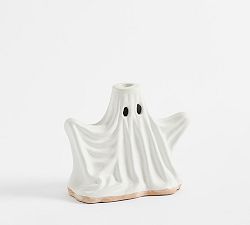 Open Box: Ceramic Ghost Candle Holder, Small, 6"H - White