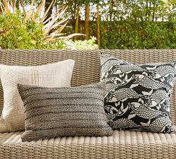 Reeve Textured Woven Outdoor Lumbar Pillow