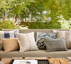 Reeve Textured Woven Outdoor Lumbar Pillow