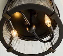 Blaine Ribbed Glass Round Outdoor Flush Mount (14")