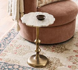 Flower Marble Accent Table (14.5")