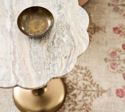 Flower Marble Accent Table (14.5")