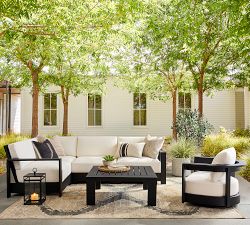 Malibu Metal Rounded Swivel Outdoor Lounge Chair