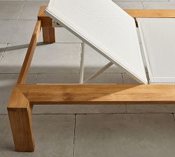 Malibu Teak &amp; Mesh Stackable Outdoor Chaise, Set of 2