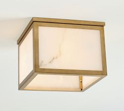 Manor Alabaster Square Outdoor Flush Mount (13")