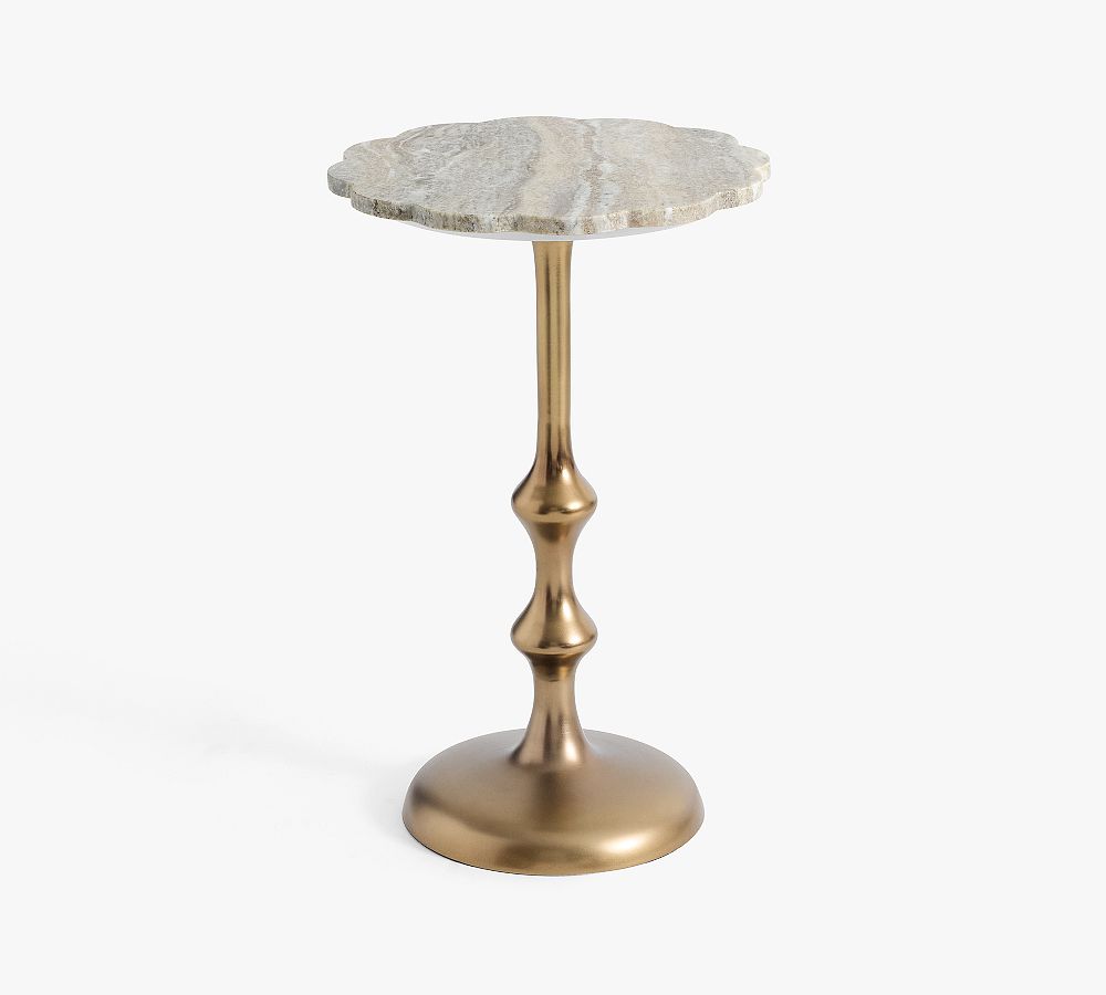Flower Marble Accent Table (14.5")