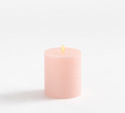 Premium Flickering Flameless Wax Pillar Candle - Salt Washed