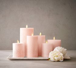 Premium Flickering Flameless Wax Pillar Candle - Salt Washed