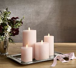 Premium Flickering Flameless Wax Pillar Candle - Salt Washed