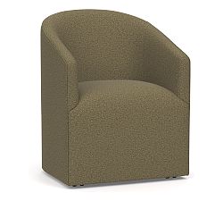 Open Box: Baldwin Upholstered Barrel Back Dining Armchair - Rustic Chenille Dark Moss