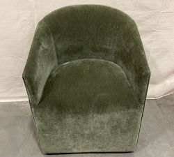 Open Box: Baldwin Upholstered Barrel Back Dining Armchair - Rustic Chenille Dark Moss
