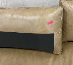 Open Box: Jake Petite Leather Grand Sofa with Wood Base (96"), Down Blend Wrapped Cushions - Legacy Taupe, Seadrift Base