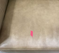 Open Box: Jake Petite Leather Grand Sofa with Wood Base (96"), Down Blend Wrapped Cushions - Legacy Taupe, Seadrift Base