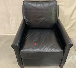 Open Box: Tyler Roll Arm Leather Manual Tall Recliner without Nailheads, 41" - Vintage Midnight, Espresso Legs
