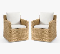 Pottery Barn Kostas Wicker Swivel Dining Armchair - Thumbnail 2