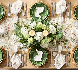 Bunny Embroidered Cotton Table Runner