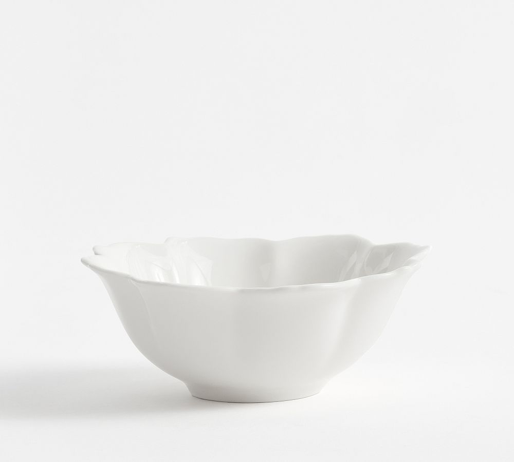 Figural Blossom Stoneware Serving Bowl - Single - White