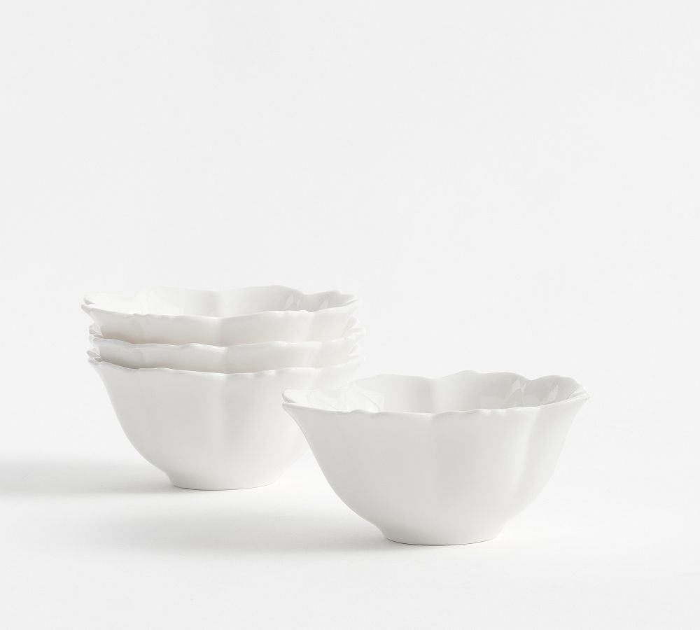 Figural Blossom Stoneware Snack Bowls - Set of 4 - Set of 4 - White