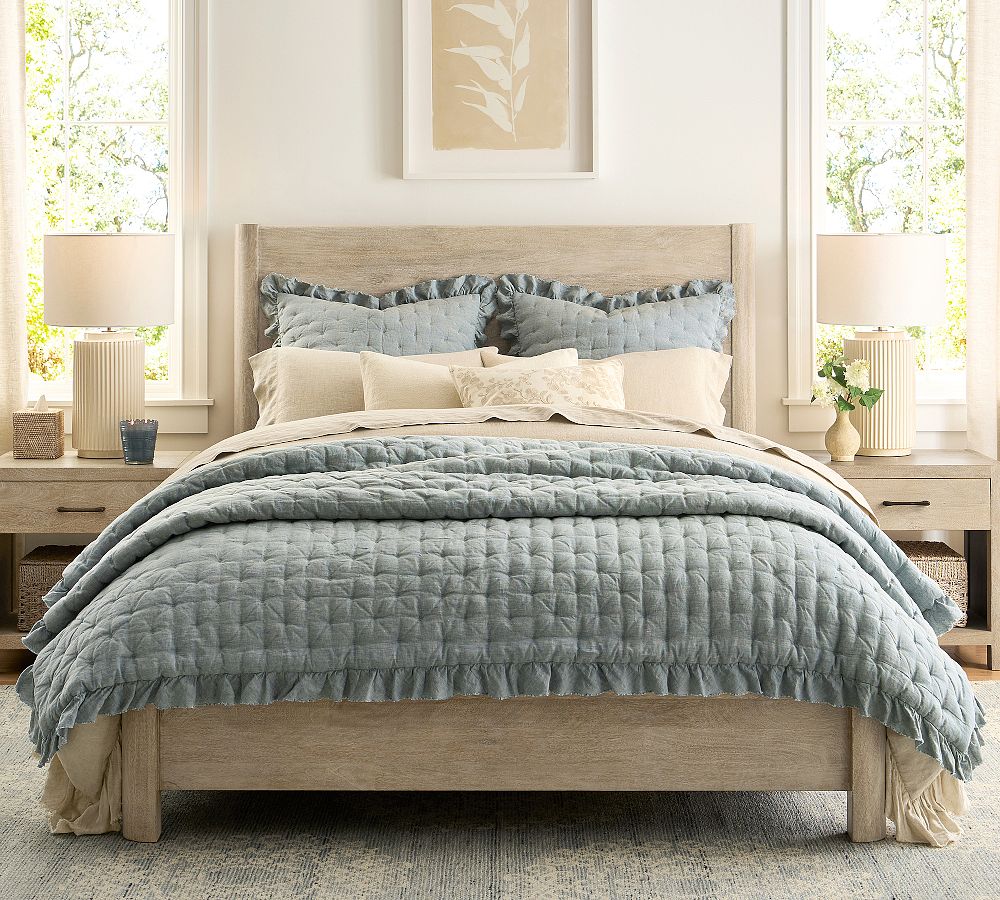 Belgian Flax Linen Ruffle Tufted Quilt