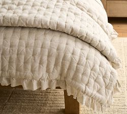 Belgian Flax Linen Ruffle Tufted Quilt