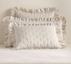 Belgian Flax Linen Ruffle Tufted Quilt