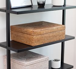 Tava Handwoven Rattan Flat Legal File Storage Box With Lid