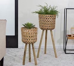 Emilia Bamboo Raised Planters, Set of 2