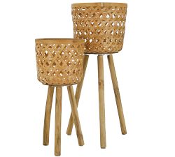 Emilia Bamboo Raised Planters, Set of 2