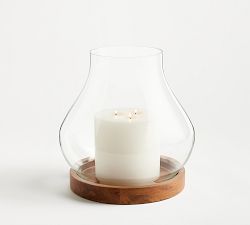 Sherbourne Wood Base Hurricane Candle Holder