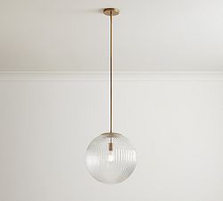 Open Box: Cooper Ribbed Glass Globe Pendant (16")