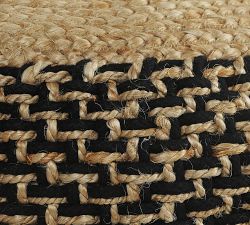 Handwoven Basketweave Jute Pouf