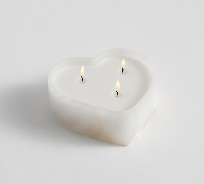 Alabaster Heart Scented Candle, Vanilla & Tobacco, Small