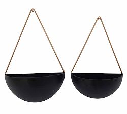 Arabella Half Sphere Hanging Wall Planters, Set of 2 - Black