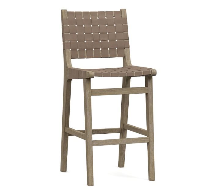 Fenton Woven Leather Stool | Pottery Barn