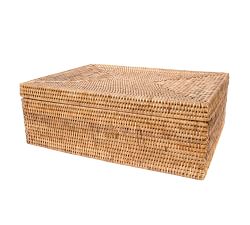Tava Handwoven Rattan Flat Legal File Storage Box With Lid