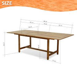 Nassau Teak Rectangular Extendable Outdoor Dining Table (67"-87")