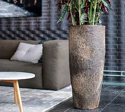 Textured Tall Tapered Cylinder Ficonstone Planters