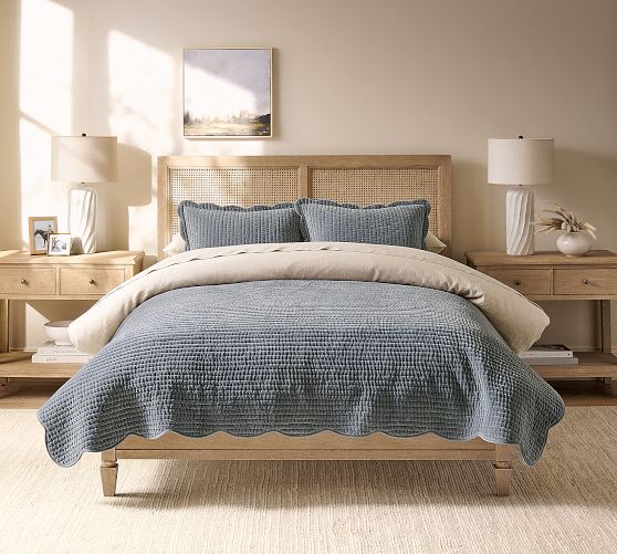 Velvet Scalloped Edge Reversible Quilt | Pottery Barn