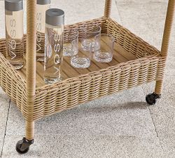 Huntington Wicker Outdoor Rolling Bar Cart (26")